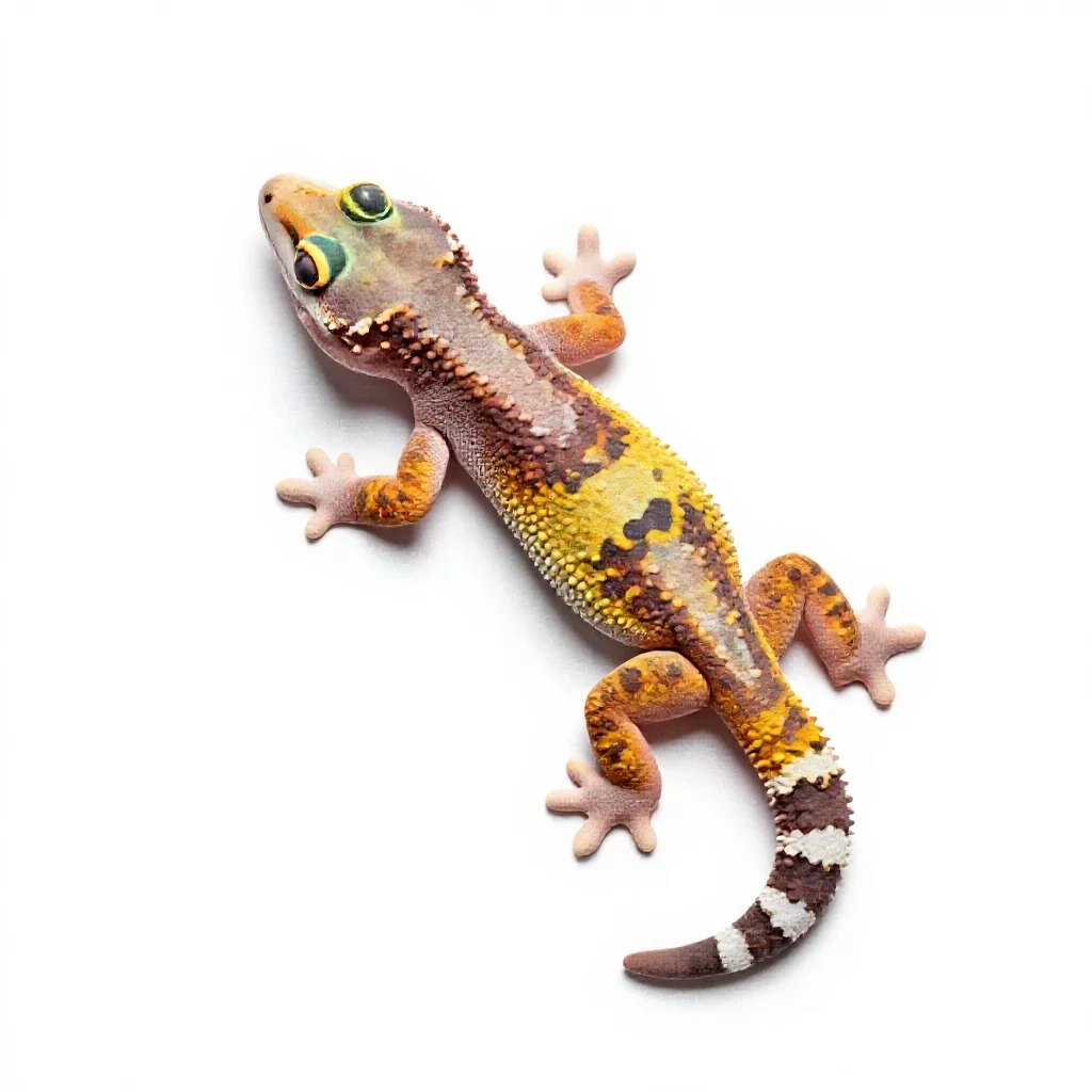 Gecko on glass isolated on a white background
