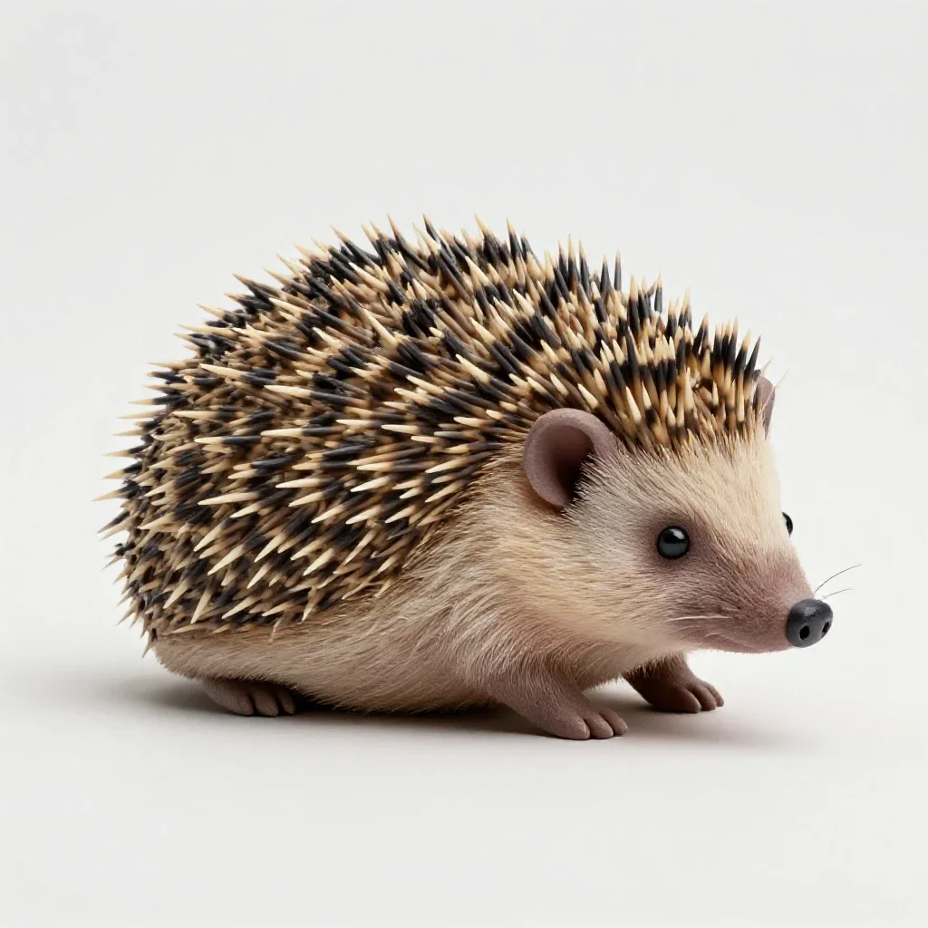 Hedgehog curled up isolated on a white background