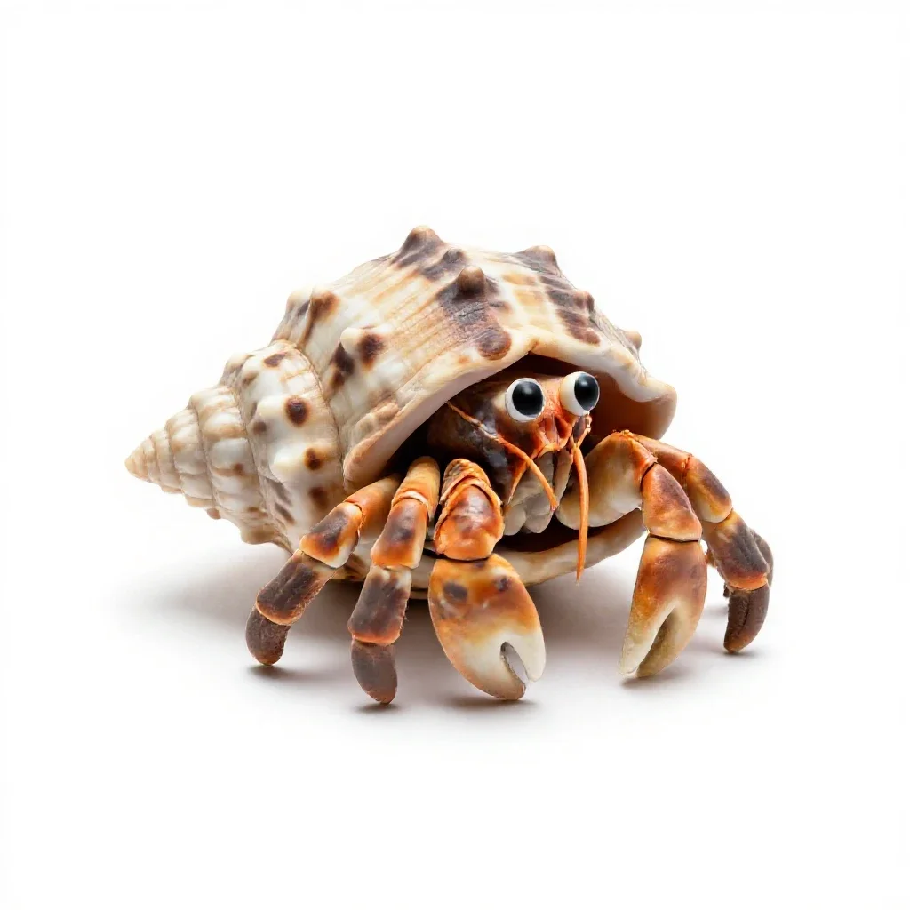 Hermit crab in a shell isolated on a white background
