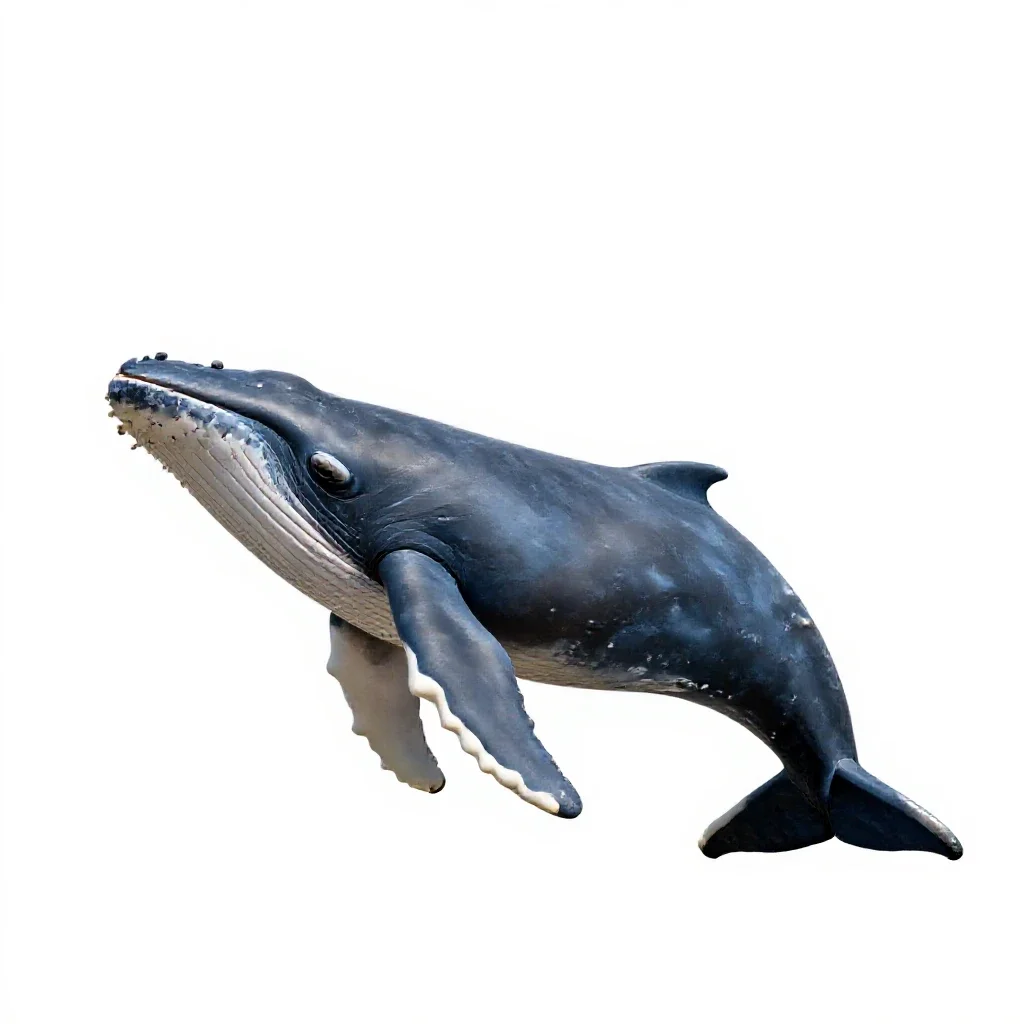 Humpback whale breaching isolated on a white background