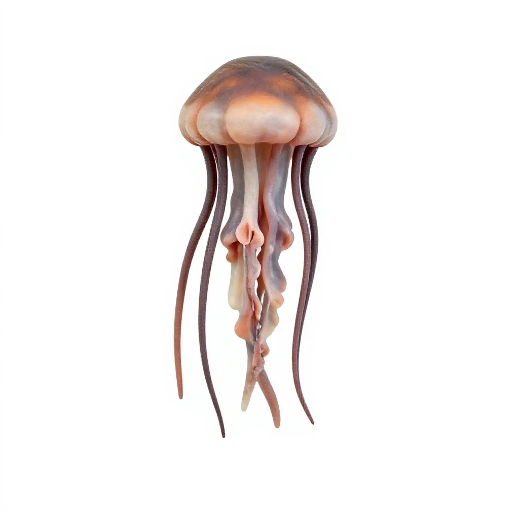 Jellyfish with long tendrils isolated on a white background