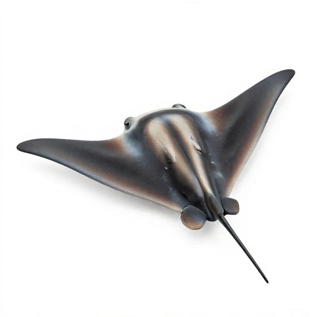 Manta ray gliding isolated on a white background
