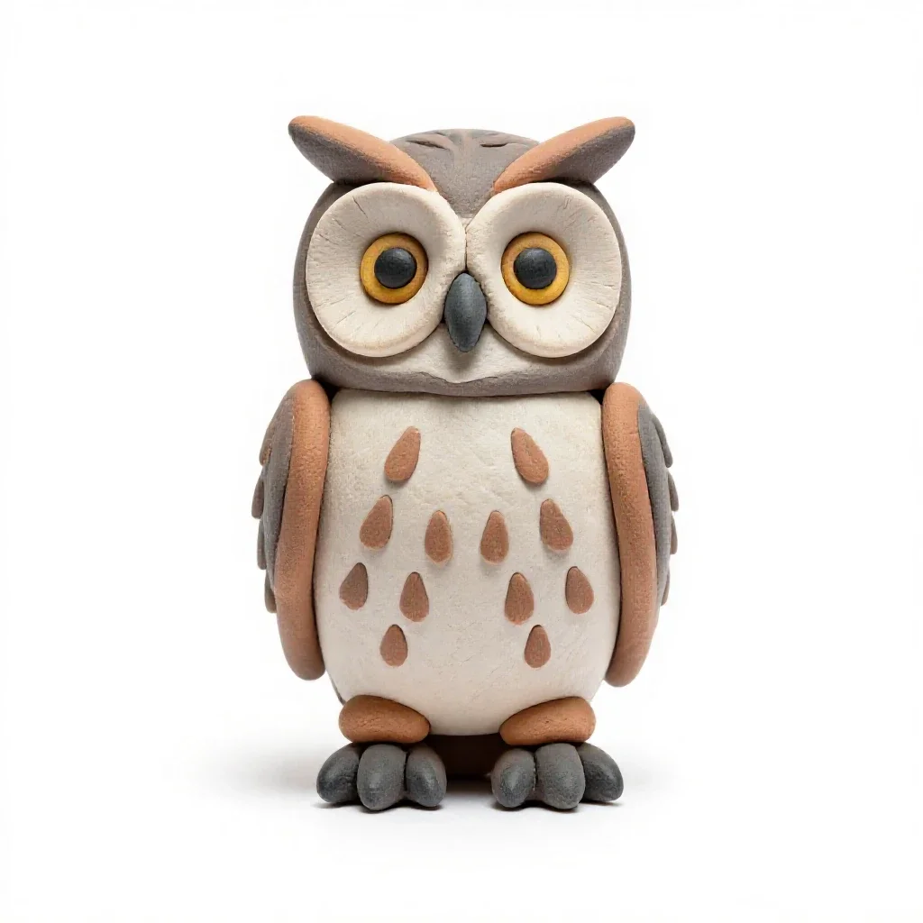 Mechanical owl automaton isolated on a white background