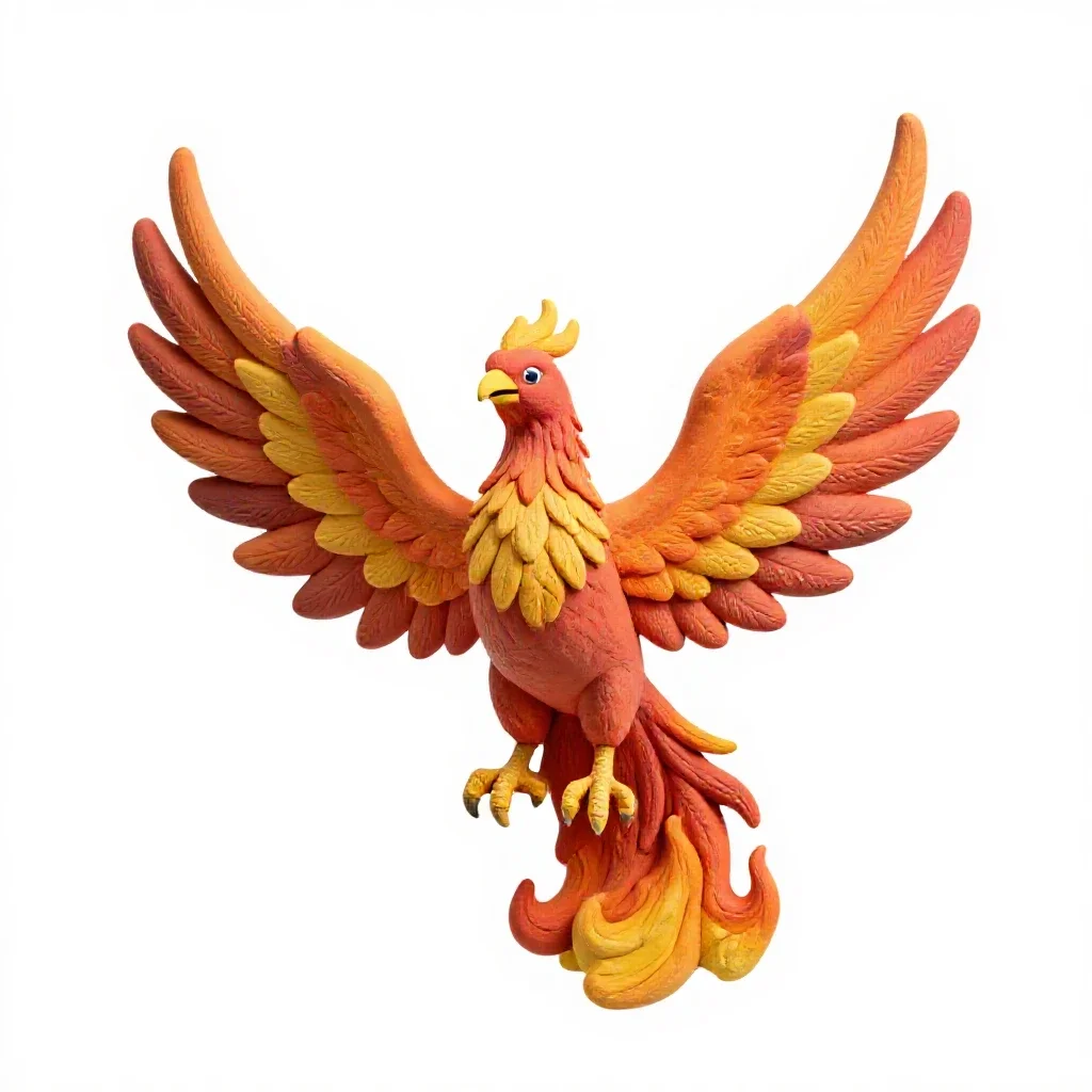 Phoenix in flame isolated on a white background