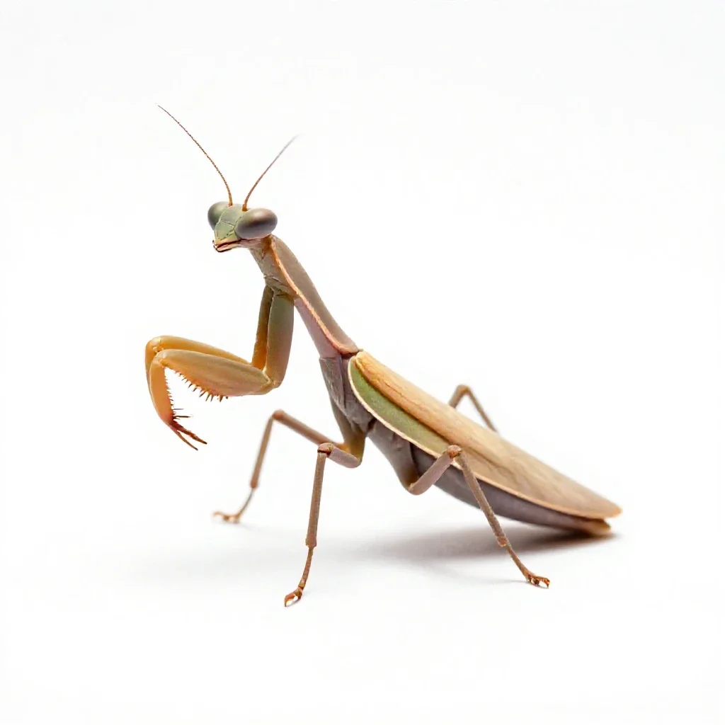 Praying mantis isolated on a white background