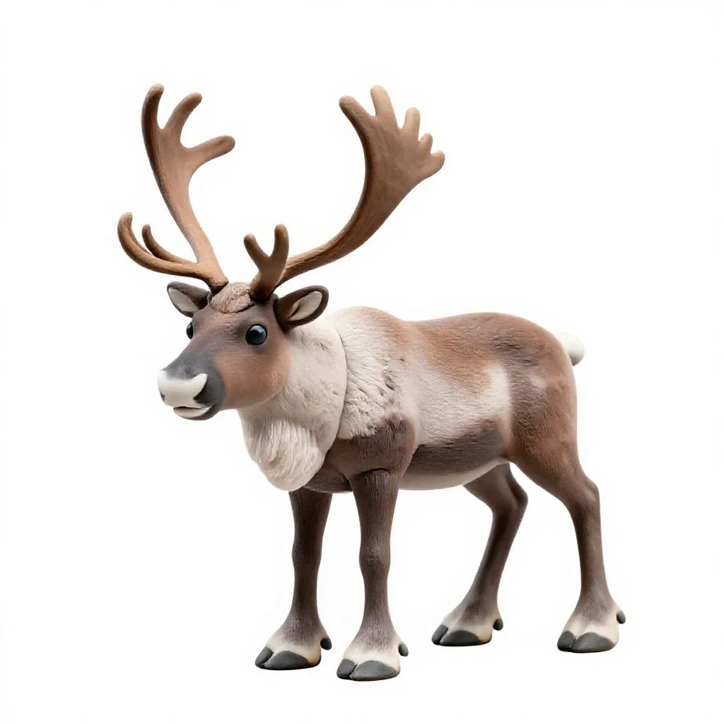 Reindeer with full antlers isolated on a white background