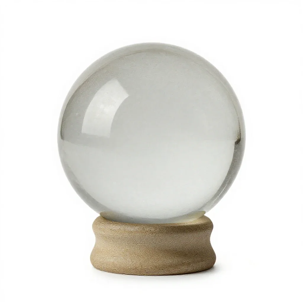 Crystal ball on a stand isolated on a white background