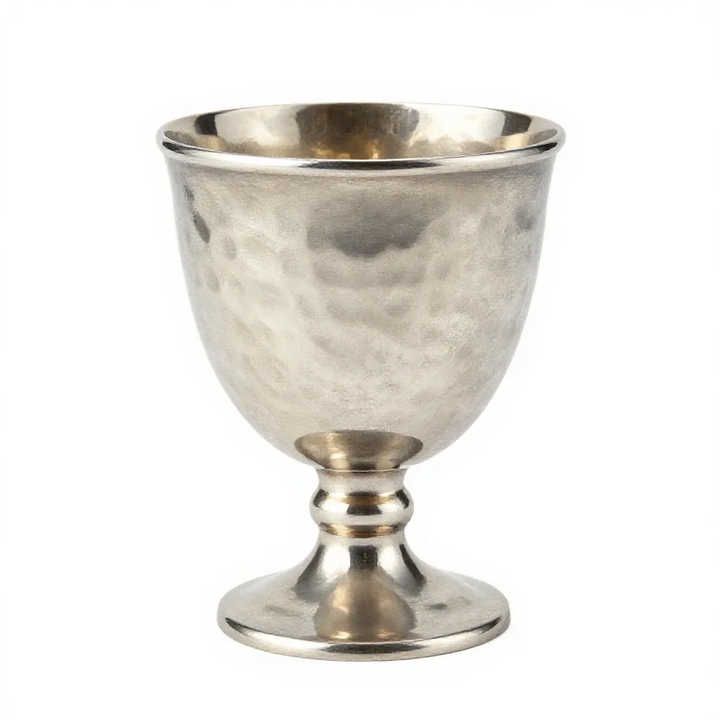 Goblet of hammered silver isolated on a white background