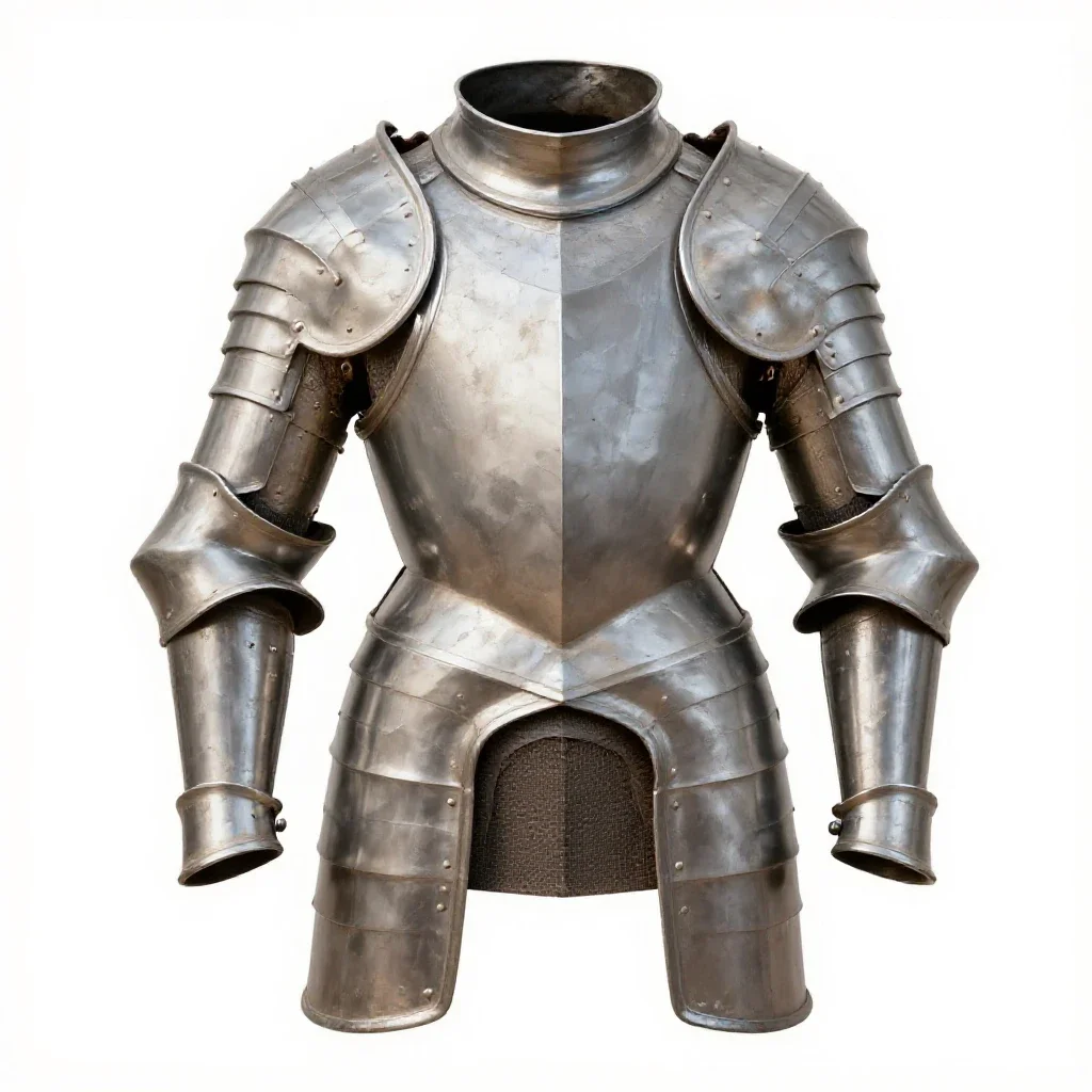 Suit of plate armour isolated on a white background