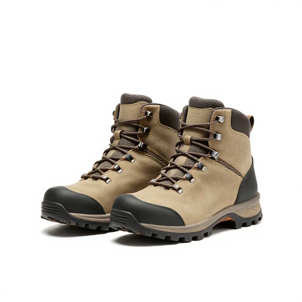 Pair of hiking boots isolated on a white background
