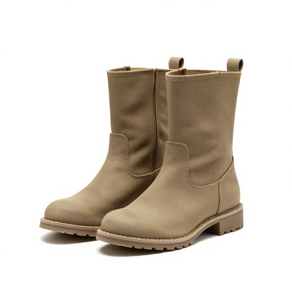 Pair of leather boots isolated on a white background