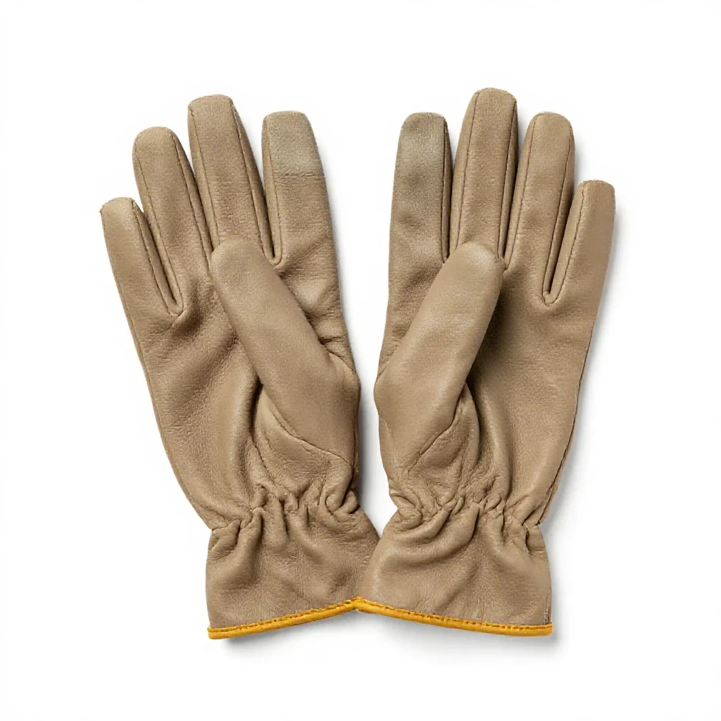 Pair of leather gloves isolated on a white background