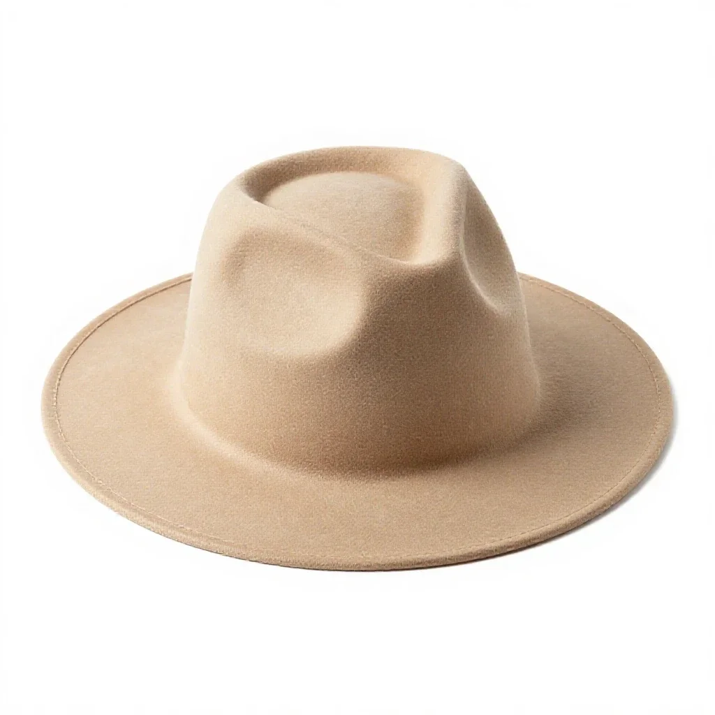 Wide-brim felt hat isolated on a white background