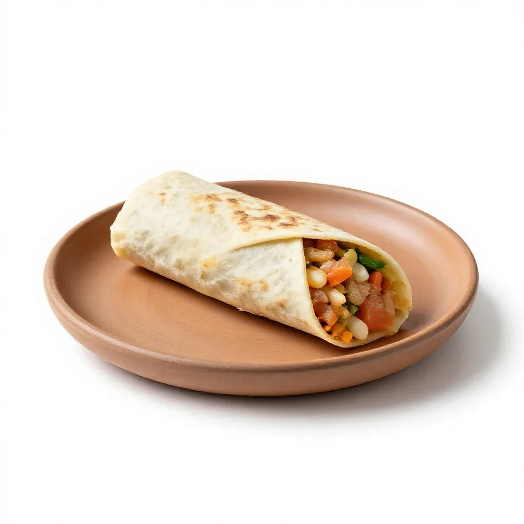 Burrito cut in half isolated on a white background
