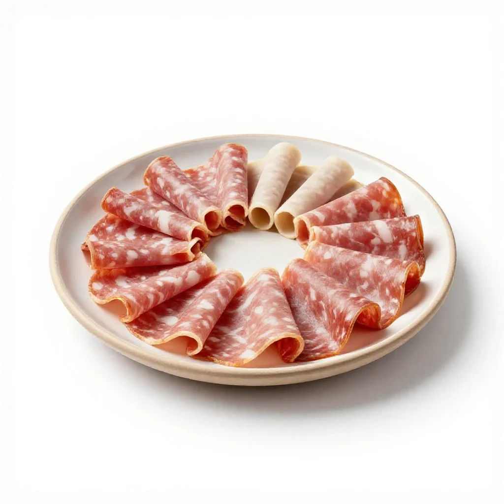 Charcuterie selection isolated on a white background
