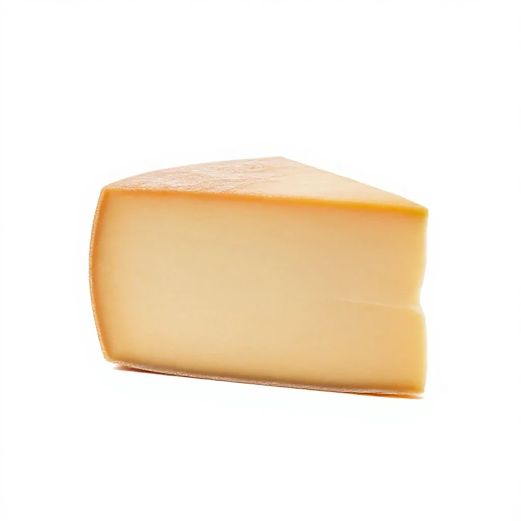 Cheese wheel wedge isolated on a white background