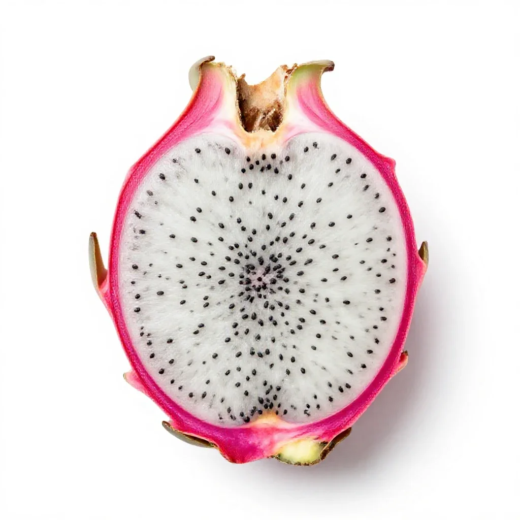 Dragon fruit halved isolated on a white background