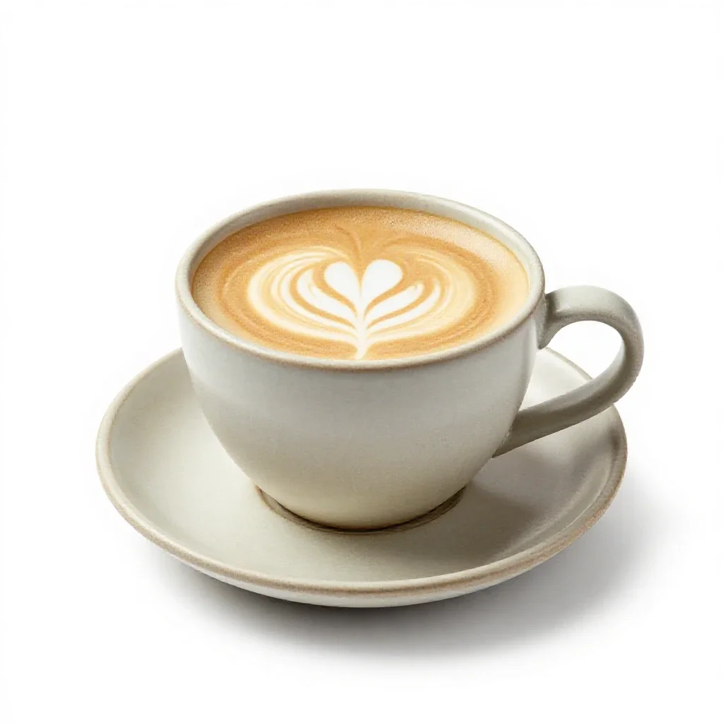 Flat white in a ceramic cup isolated on a white background