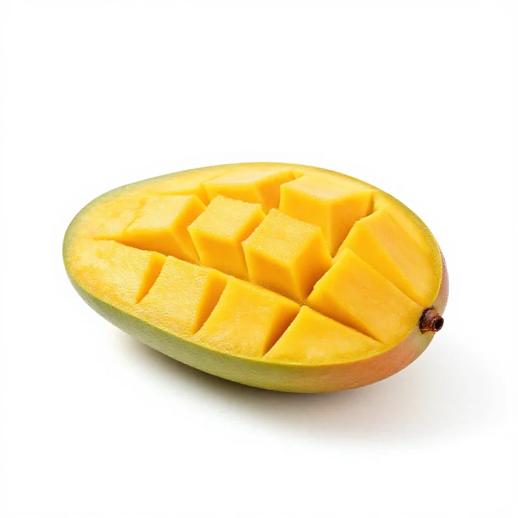 Mango sliced open isolated on a white background