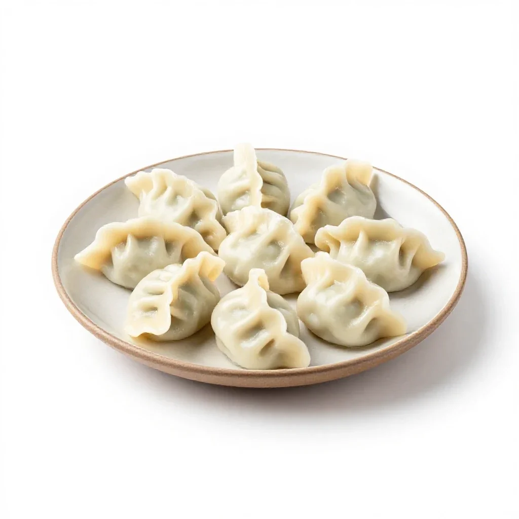 Plate of dumplings isolated on a white background