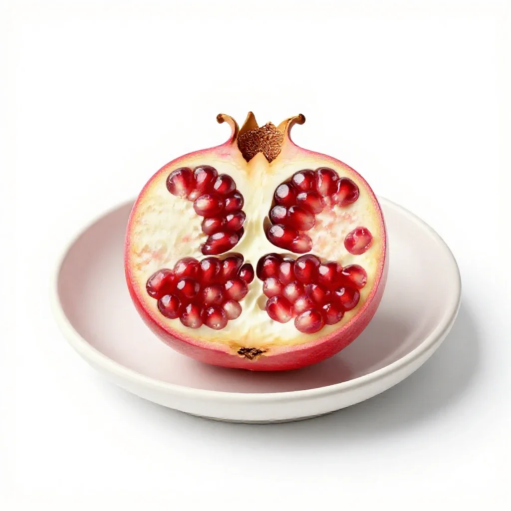 Pomegranate halved isolated on a white background