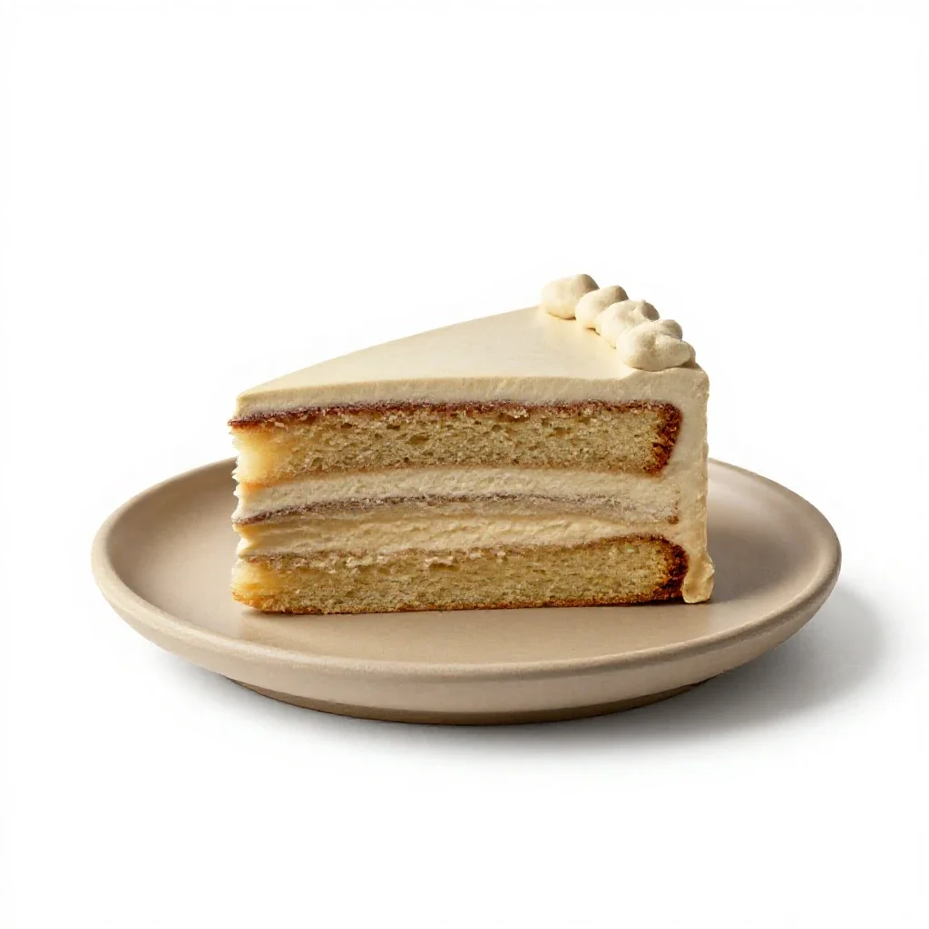 Slice of layer cake isolated on a white background