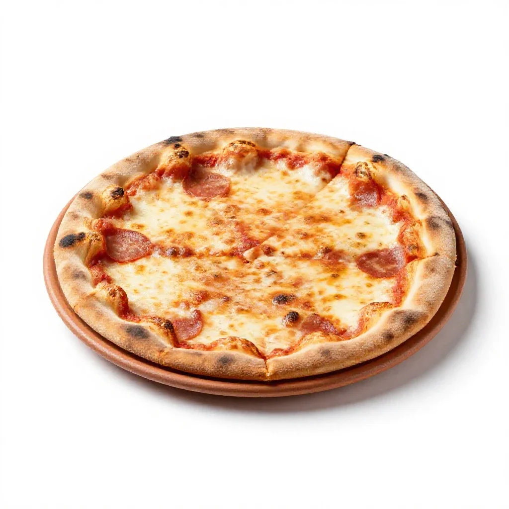 Wood-fired pizza isolated on a white background