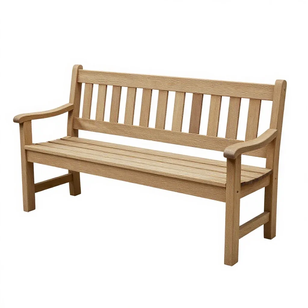 Garden bench with slats isolated on a white background
