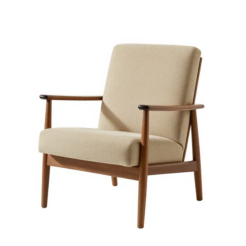 Mid-century lounge chair isolated on a white background