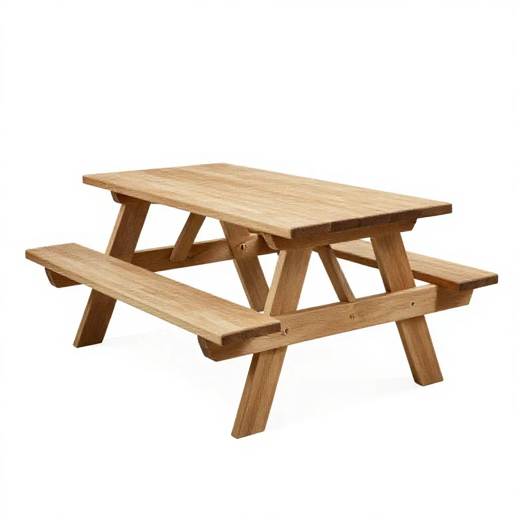Picnic table isolated on a white background