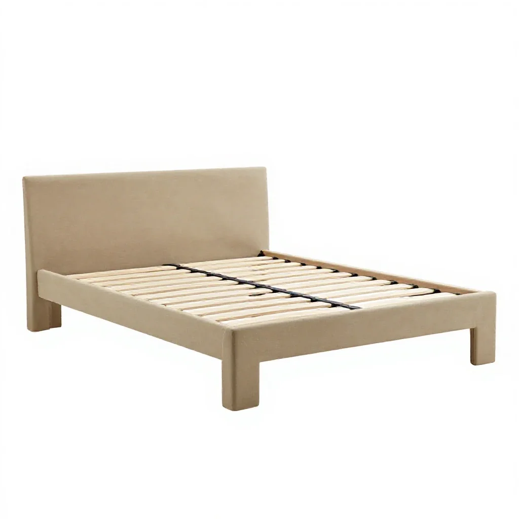 Platform bed frame isolated on a white background