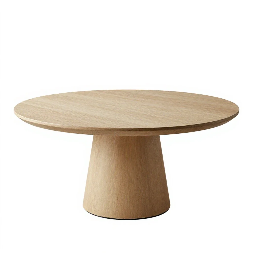 Round pedestal dining table isolated on a white background
