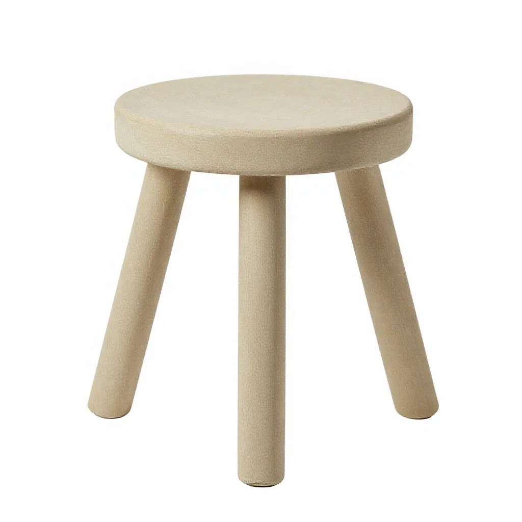 Three-legged stool isolated on a white background
