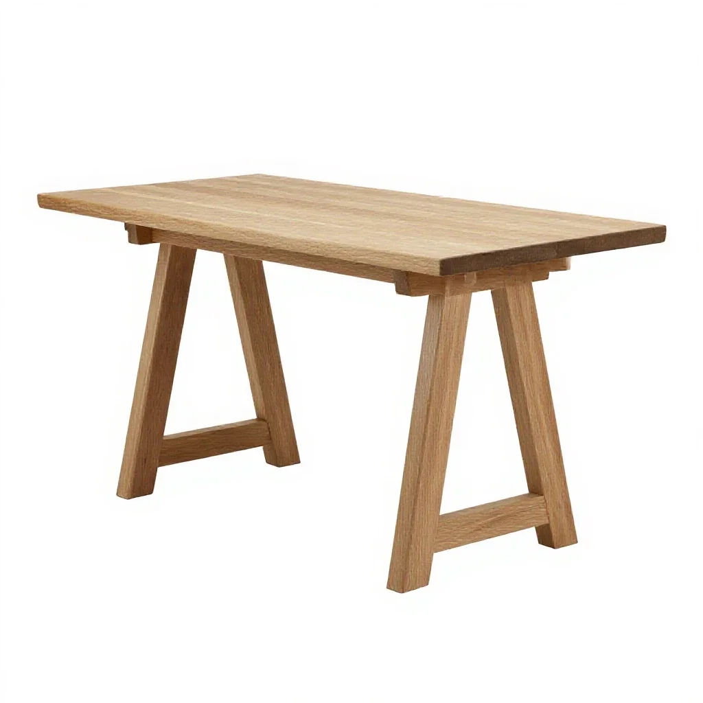 Trestle table isolated on a white background
