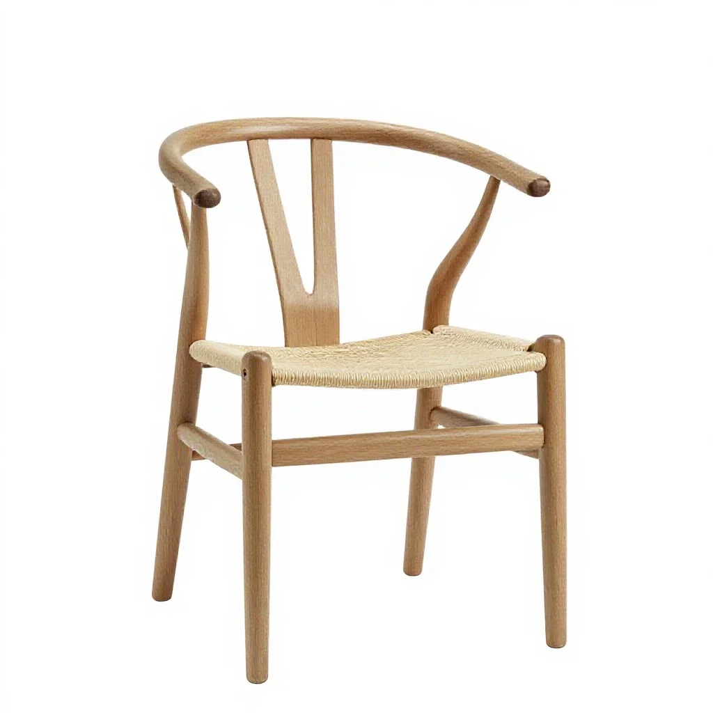 Wishbone dining chair isolated on a white background
