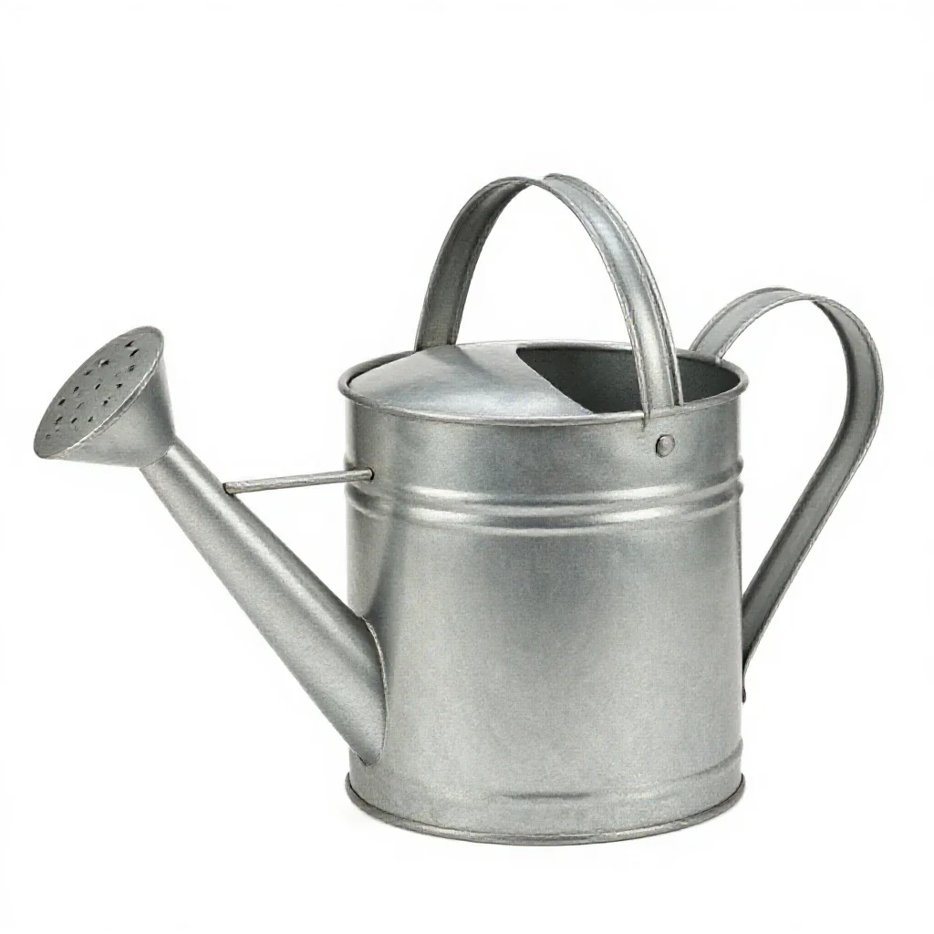 Galvanised watering can isolated on a white background