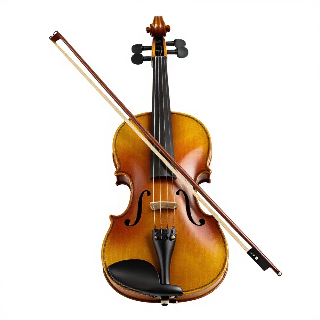 Violin with a bow isolated on a white background
