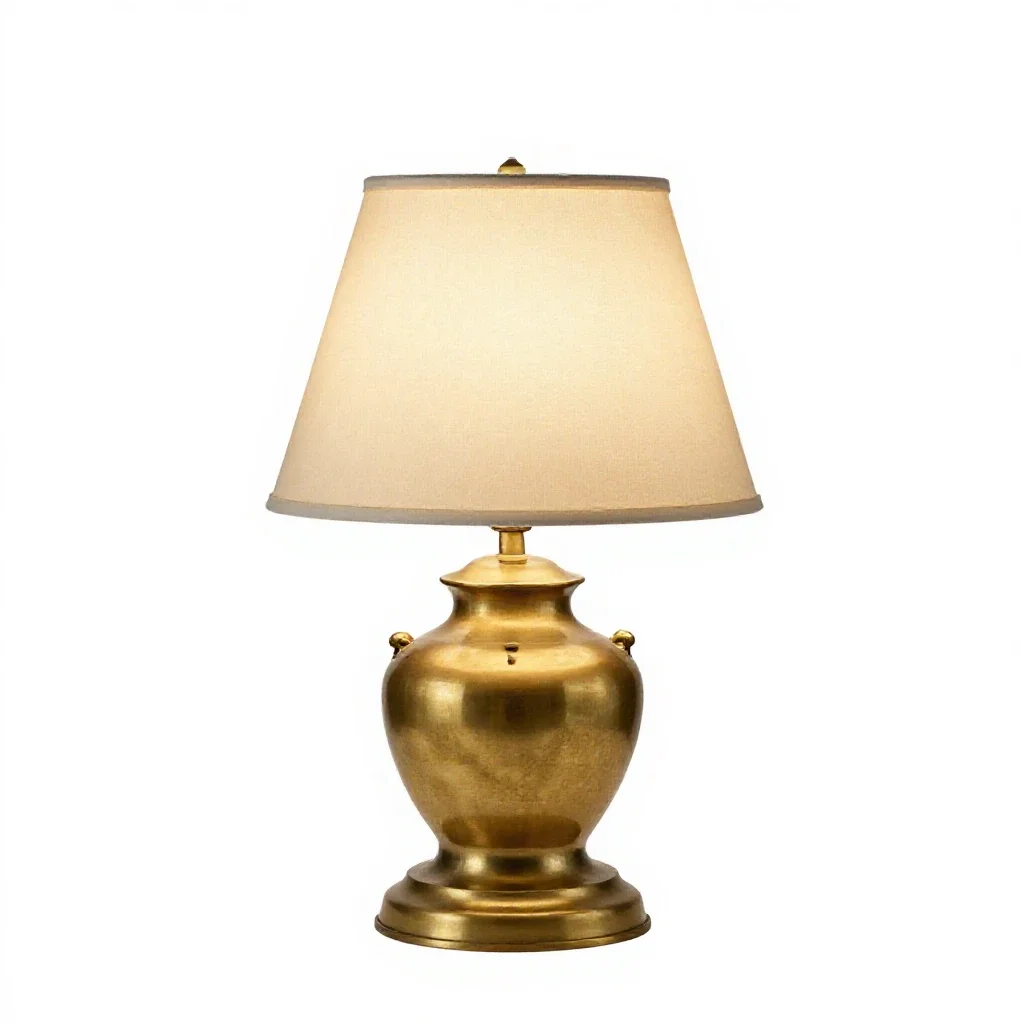 Brass banker's lamp isolated on a white background
