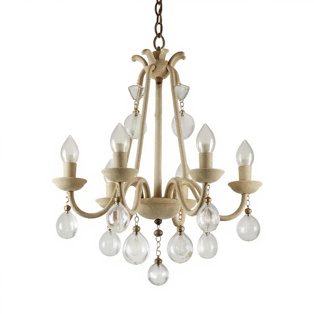 Chandelier with glass drops isolated on a white background