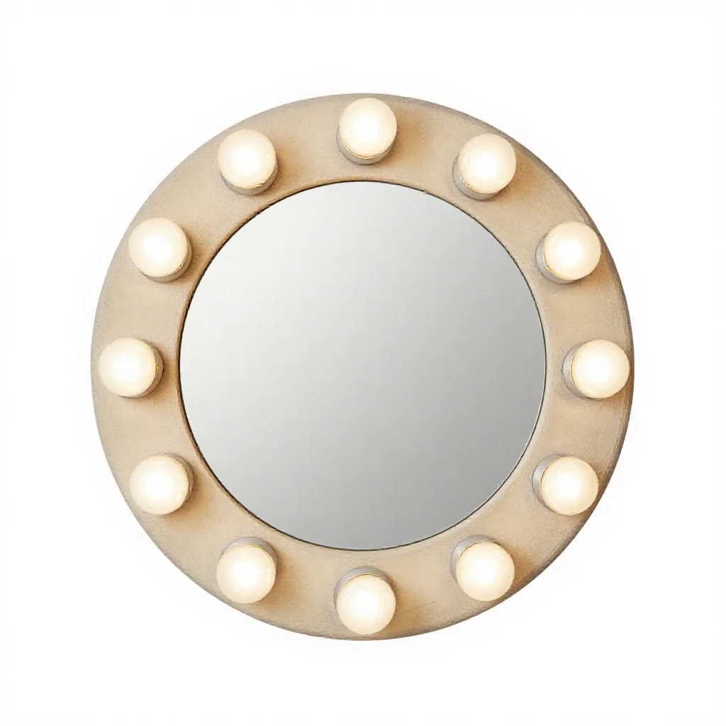 Mirror with bulb surround isolated on a white background