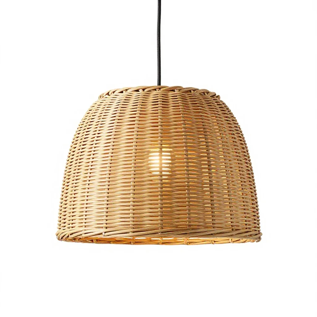 Rattan pendant shade isolated on a white background