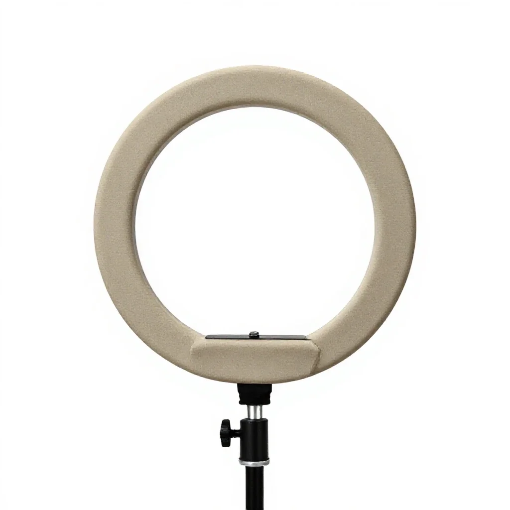 Ring light on a stand isolated on a white background
