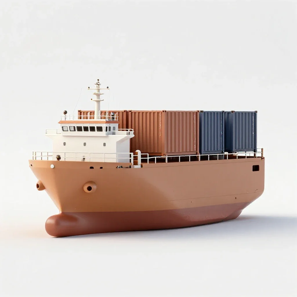 Container ship isolated on a white background