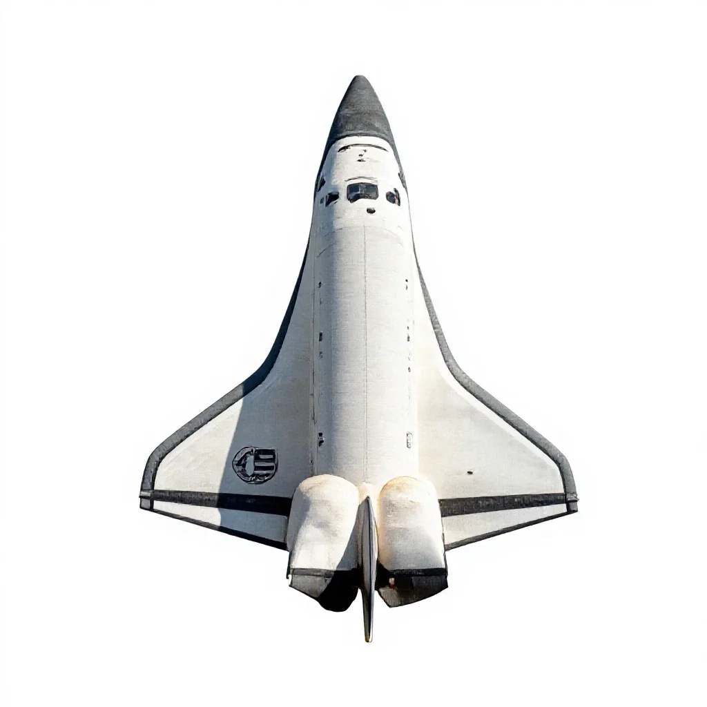 Space shuttle orbiter isolated on a white background