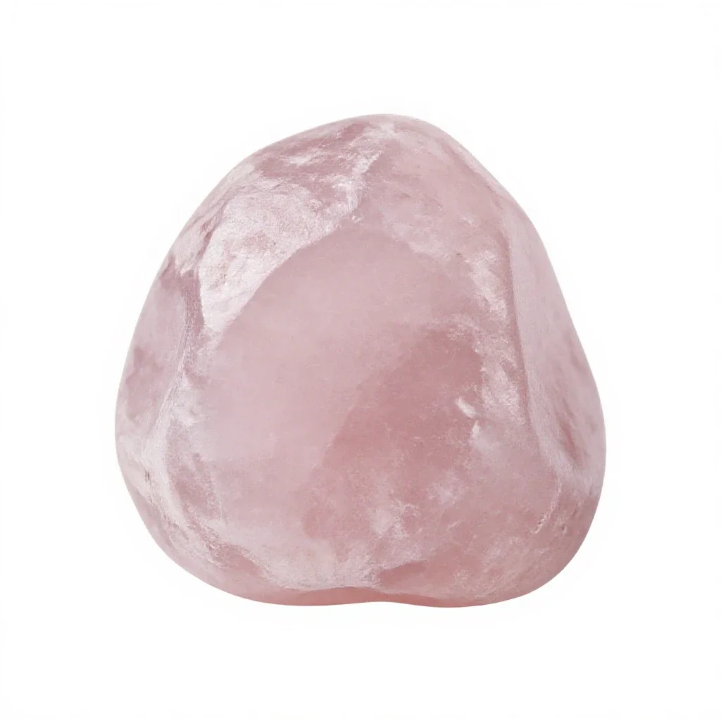 Chunk of rose quartz isolated on a white background
