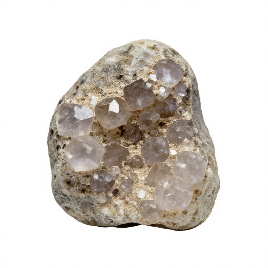 Fluorite cluster isolated on a white background