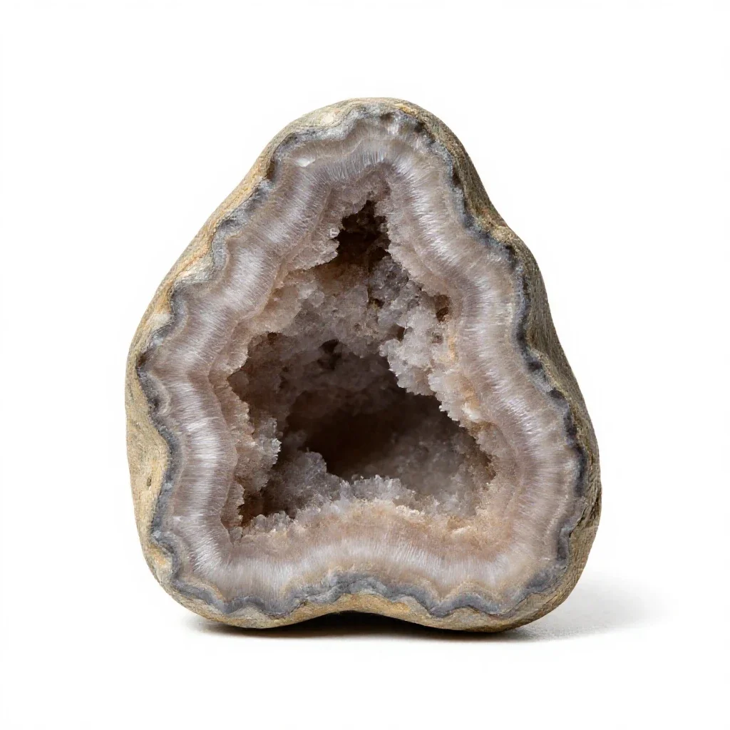 Geode with calcite isolated on a white background
