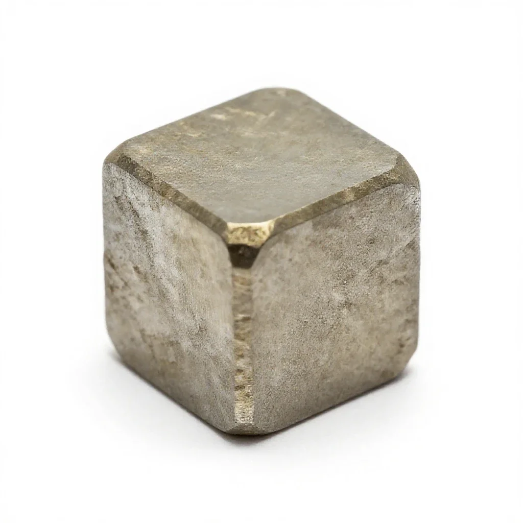 Pyrite cube isolated on a white background