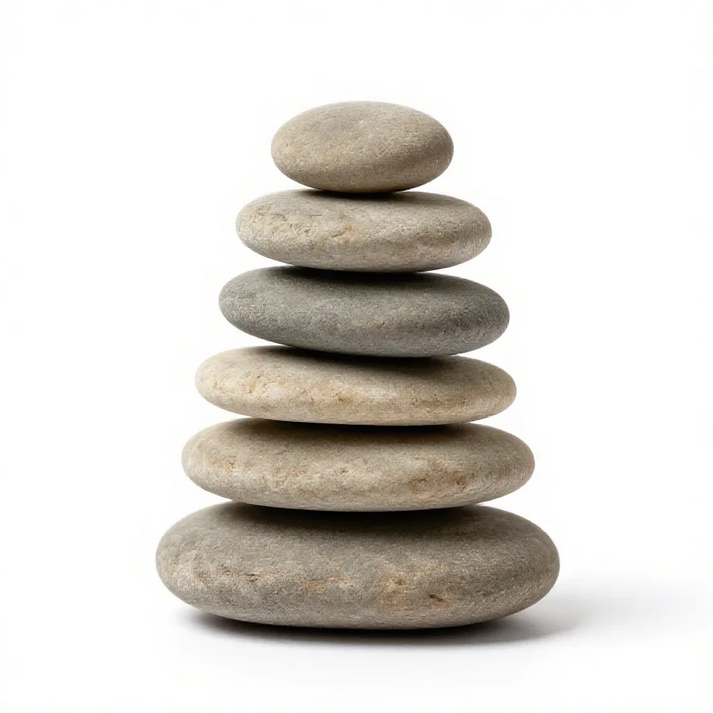 River stone stack isolated on a white background