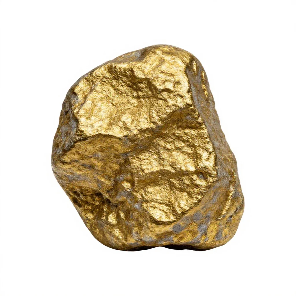 Vein of gold in quartz isolated on a white background